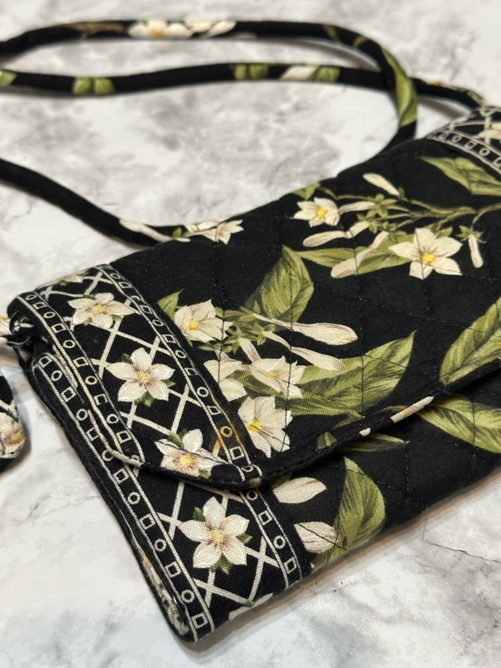 Vera Bradley Floral Print Black Crossbody Bag